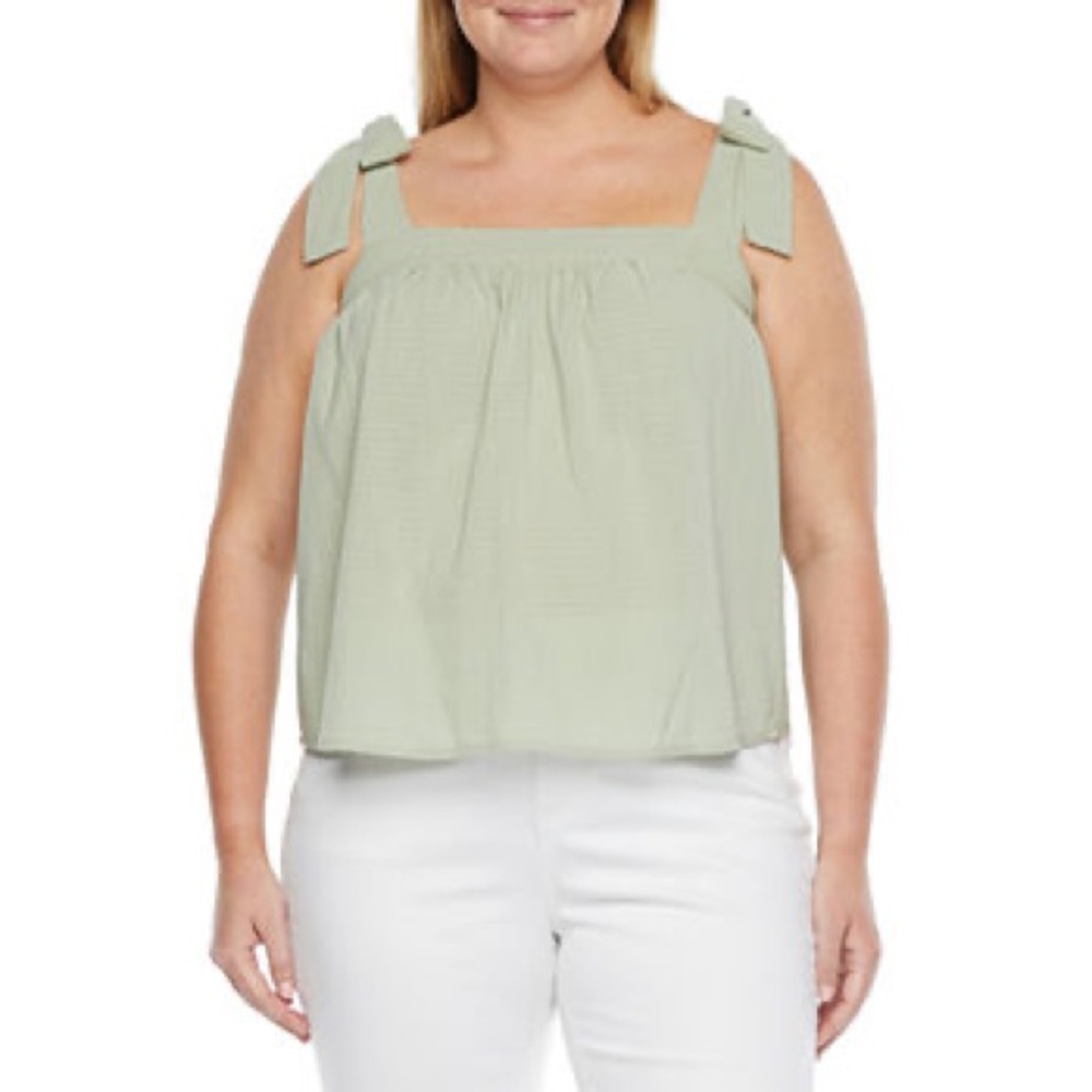 A.n.a (A New Approach) Womens Straight Neck Camisole Tank Top Tie Shoulder L